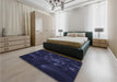 Patterned Night Blue Rug in a Bedroom, pat1388blu