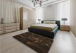 Patterned Midnight Gray Rug in a Bedroom, pat1388brn