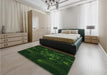 Patterned Deep Emerald Green Rug in a Bedroom, pat1388grn