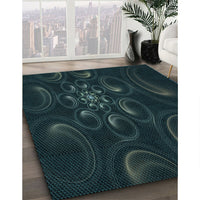 Patterned Black Rug, pat1388lblu