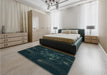 Patterned Black Rug in a Bedroom, pat1388lblu