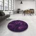 Round Patterned Purple Rug in a Office, pat1388pur