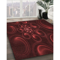 Patterned Saffron Red Rug, pat1388rd