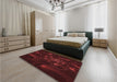 Patterned Saffron Red Rug in a Bedroom, pat1388rd