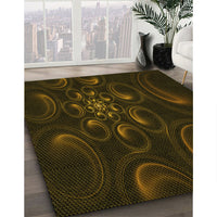 Patterned Dark Bronze Brown Rug, pat1388yw