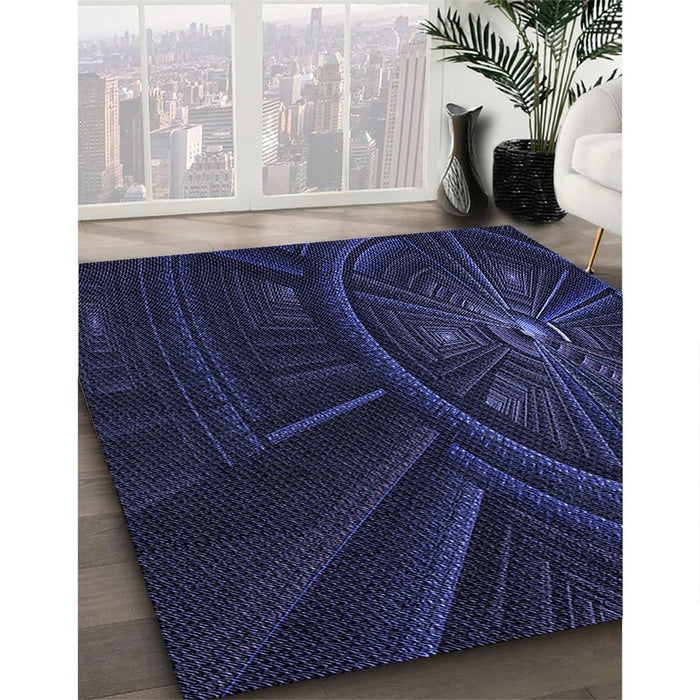 Machine Washable Transitional Night Blue Rug in a Family Room, wshpat1389blu