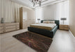 Patterned Midnight Gray Rug in a Bedroom, pat1389brn