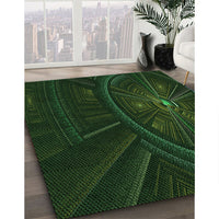 Patterned Black Rug, pat1389grn