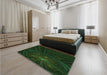 Patterned Black Rug in a Bedroom, pat1389grn