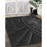 Patterned Black Rug, pat1389gry