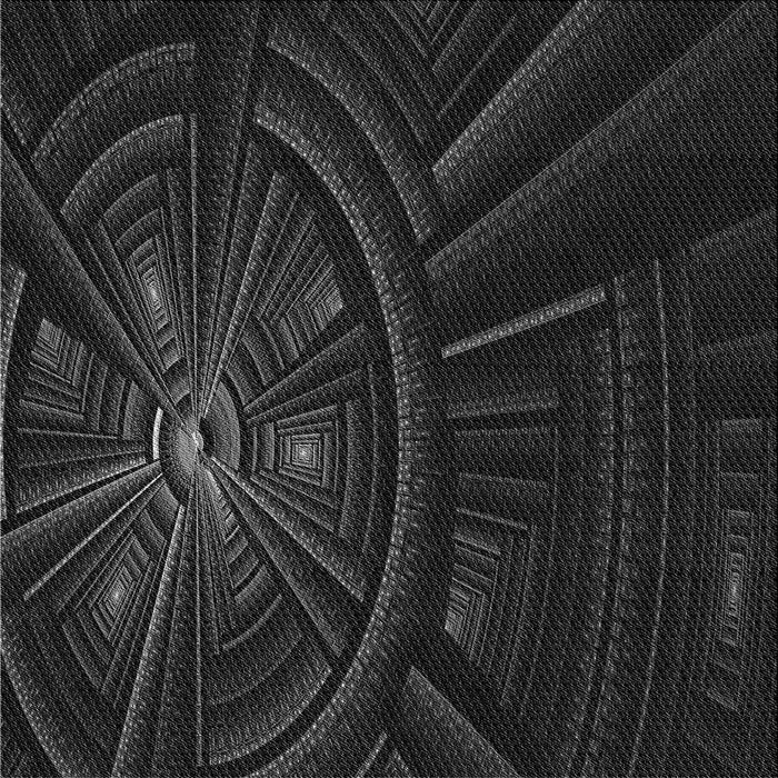 Round Patterned Black Rug, pat1389gry