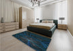 Patterned Black Rug in a Bedroom, pat1389lblu