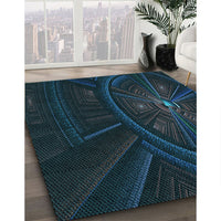 Patterned Black Rug, pat1389lblu