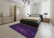 Patterned Deep Purple Rug in a Bedroom, pat1389pur