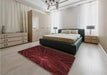 Patterned Fire Brick Red Rug in a Bedroom, pat1389rd