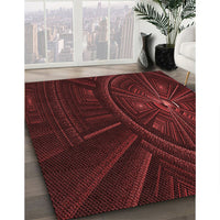 Patterned Fire Brick Red Rug, pat1389rd