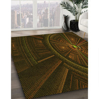 Patterned Dark Bronze Brown Rug, pat1389yw