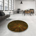 Round Patterned Dark Bronze Brown Rug in a Office, pat1389yw