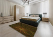 Patterned Dark Bronze Brown Rug in a Bedroom, pat1389yw