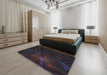 Patterned Black Novelty Rug in a Bedroom, pat1389