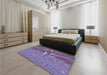 Patterned Purple Mimosa Purple Rug in a Bedroom, pat139blu