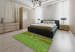 Patterned Green Rug in a Bedroom, pat139grn