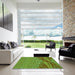 Square Patterned Green Rug in a Living Room, pat139grn