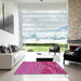 Square Patterned Crimson Purple Rug in a Living Room, pat139pur