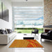 Square Patterned Neon Red Rug in a Living Room, pat139yw