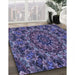 Machine Washable Transitional Medium Slate Blue Rug in a Family Room, wshpat1390blu