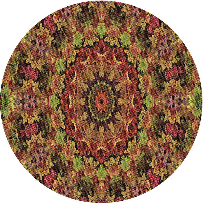 Square Machine Washable Transitional Saffron Red Rug in a Living Room, wshpat1390brn