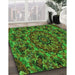 Machine Washable Transitional Dark Forest Green Rug in a Family Room, wshpat1390grn