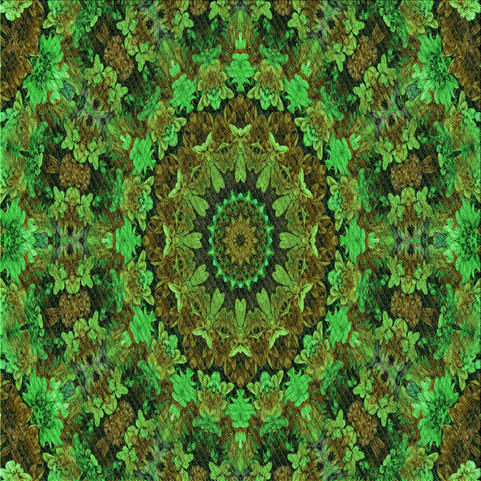 Round Machine Washable Transitional Dark Forest Green Rug, wshpat1390grn