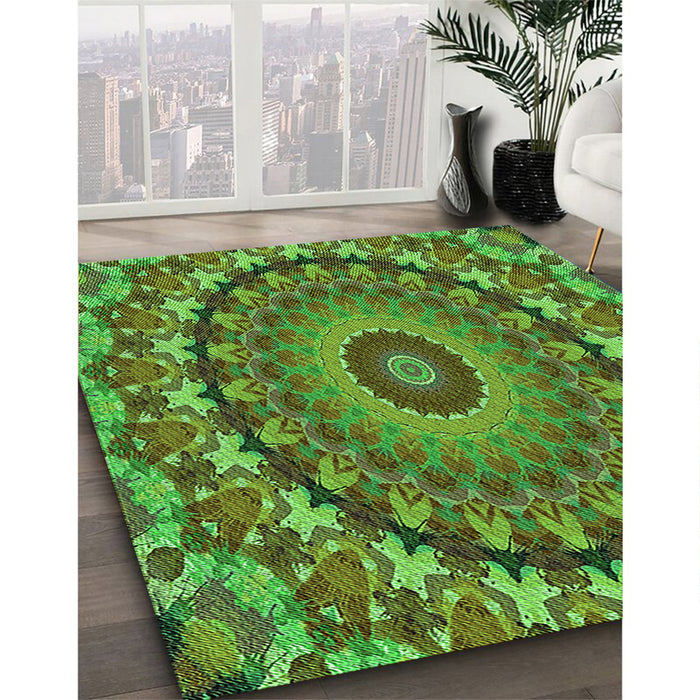 Machine Washable Transitional Army Green Rug in a Family Room, wshpat1391grn