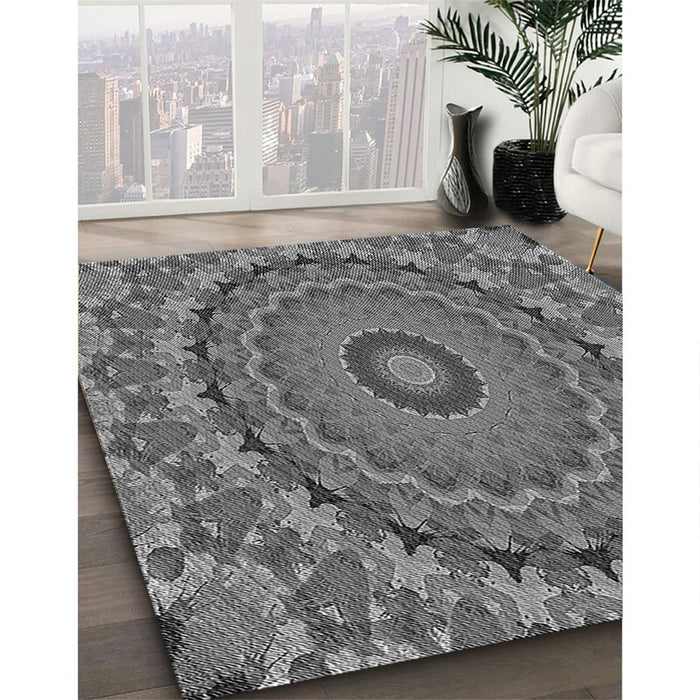 Machine Washable Transitional Gunmetal Gray Rug in a Family Room, wshpat1391gry
