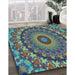 Machine Washable Transitional Mint Green Rug in a Family Room, wshpat1391lblu