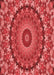 Machine Washable Transitional Red Rug, wshpat1391rd