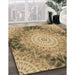 Machine Washable Transitional Yellow Orange Rug in a Family Room, wshpat1393brn