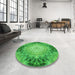 Round Patterned Neon Green Rug in a Office, pat1393grn