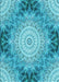 Machine Washable Transitional Bright Turquoise Blue Rug, wshpat1393lblu