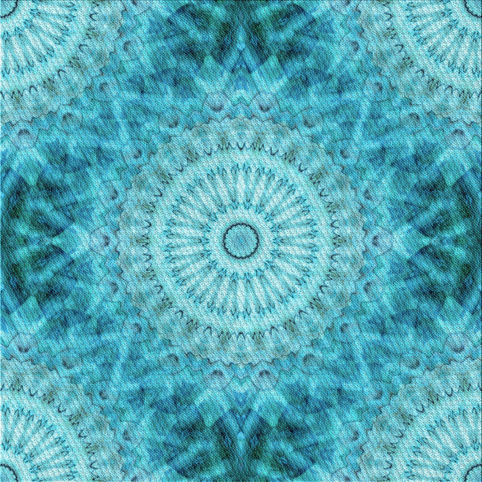 Round Patterned Bright Turquoise Blue Rug, pat1393lblu