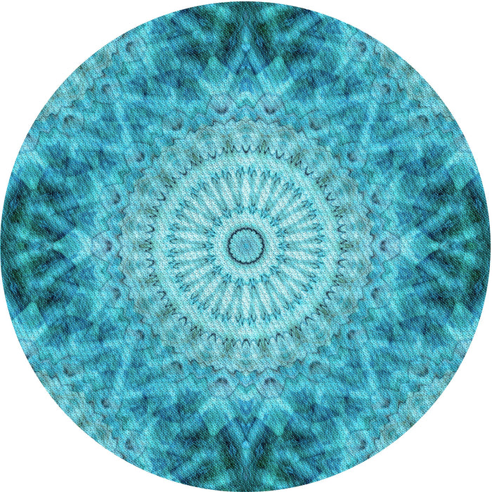 Square Patterned Bright Turquoise Blue Rug, pat1393lblu