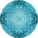 Square Patterned Bright Turquoise Blue Rug, pat1393lblu