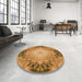 Round Patterned Orange Rug in a Office, pat1393org