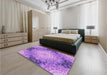 Patterned Violet Purple Rug in a Bedroom, pat1393pur