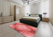 Patterned Ruby Red Rug in a Bedroom, pat1393rd