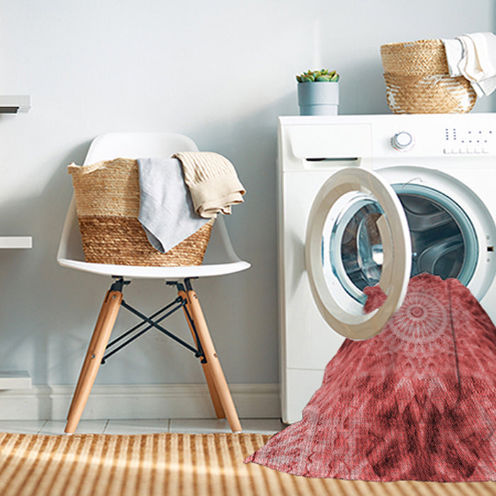 Machine Washable Transitional Ruby Red Rug in a Washing Machine, wshpat1393rd