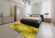 Patterned Dark Yellow Green Rug in a Bedroom, pat1393yw