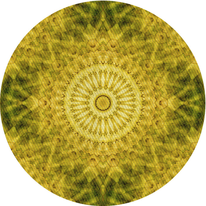 Square Patterned Dark Yellow Green Rug, pat1393yw