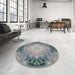 Round Patterned Silver Gray Novelty Rug in a Office, pat1393